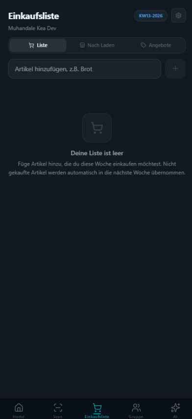 Bonbar Einkaufsliste