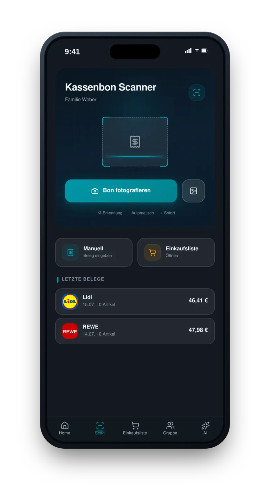 Bonbar App — Kassenbon-Scan