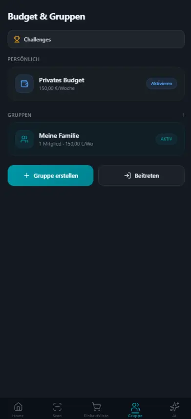 Gruppenverwaltung für geteiltes Familienbudget und gemeinsame Ausgaben